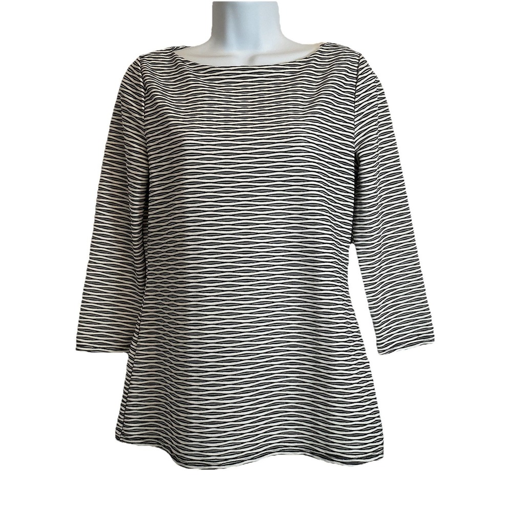 Unbranded Geometric Black & White 3/4‎ Sleeve Top Blouse Women's - Size XS